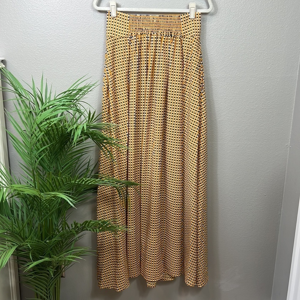 TOV Los Angeles Checked Maxi Skirt 38 Blue Yellow Small - Picture 4 of 9